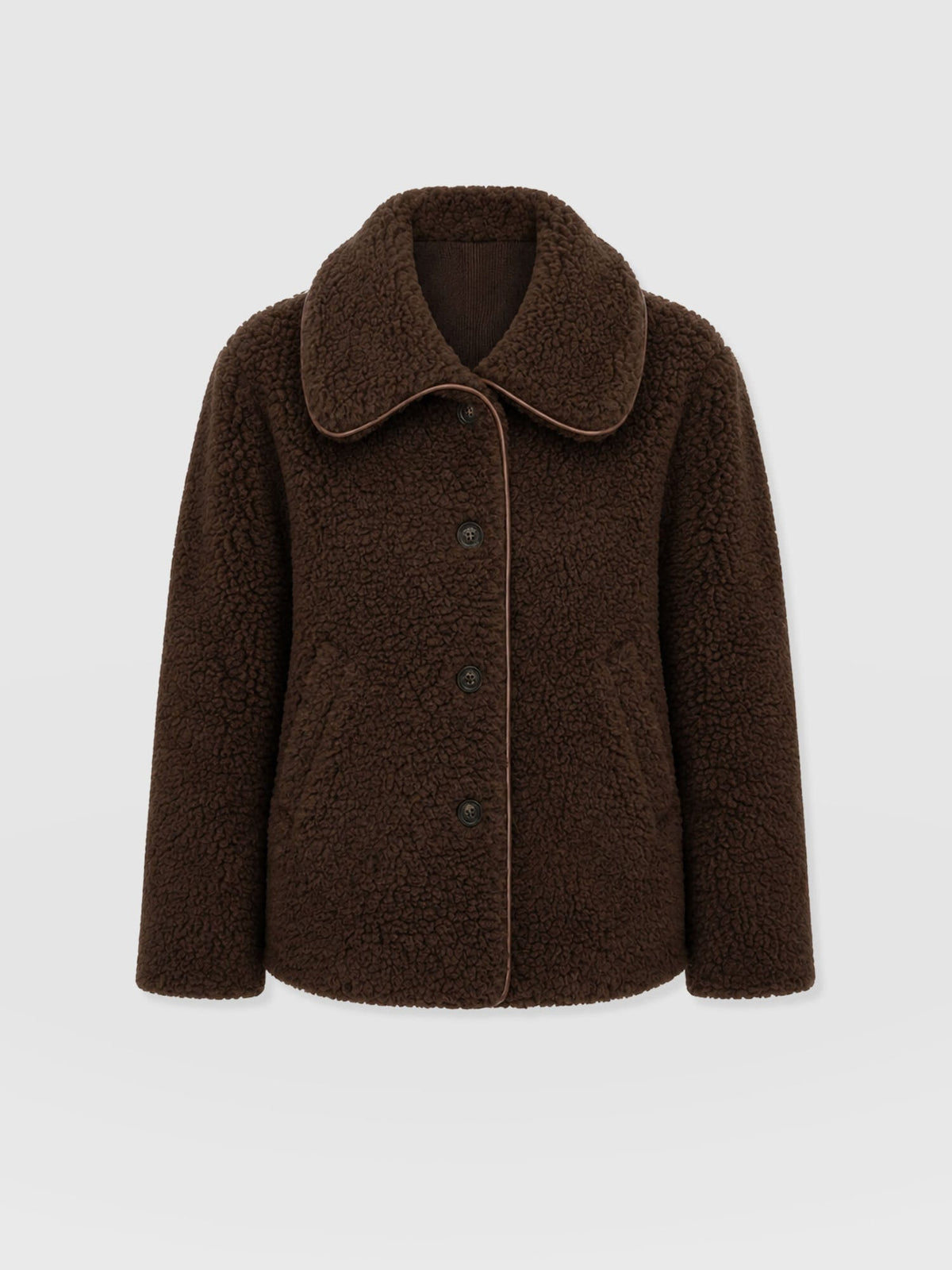 Rumer Short Teddy Coat - Chocolate