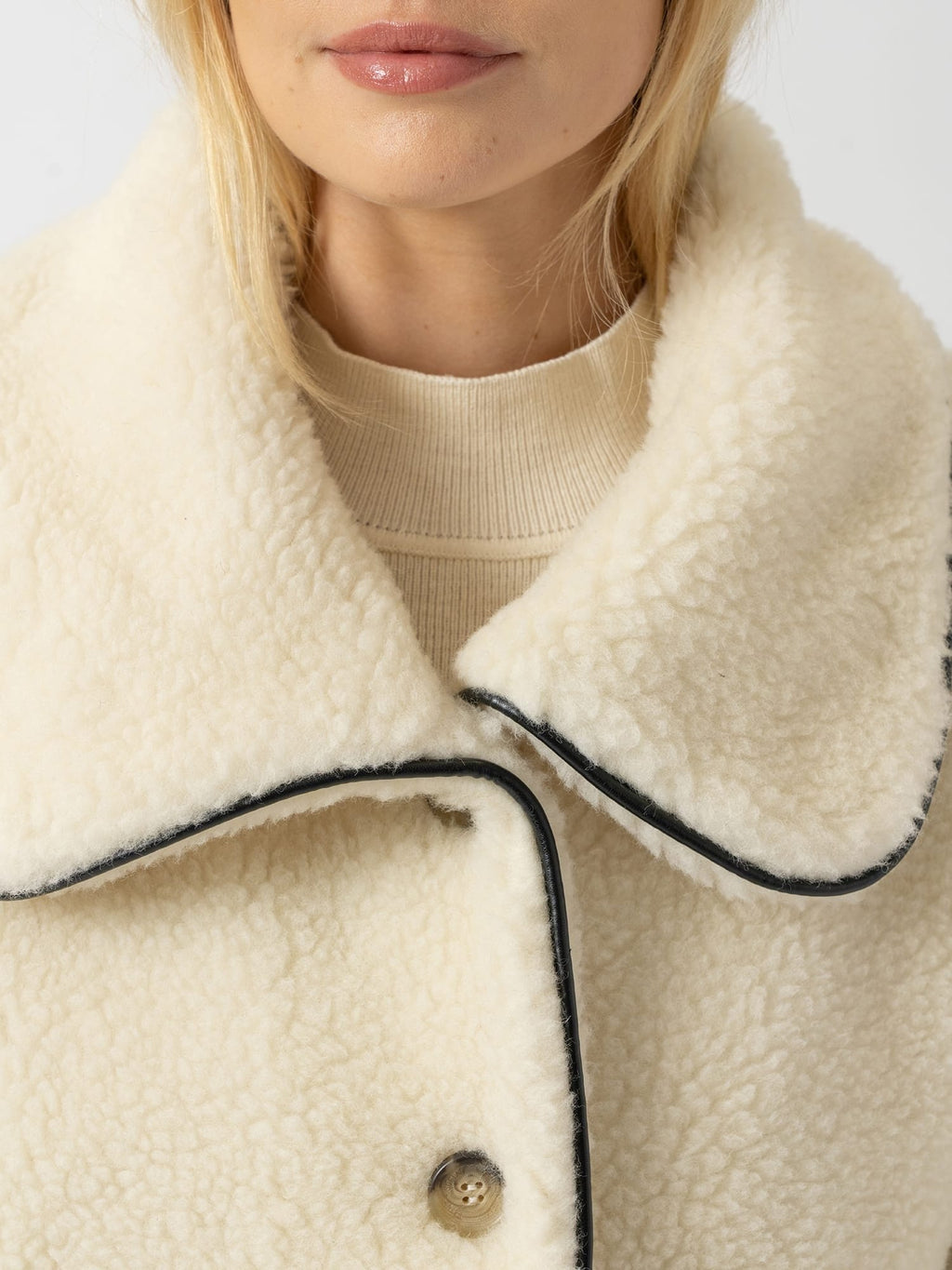 Rumer Short Teddy Coat - Cream