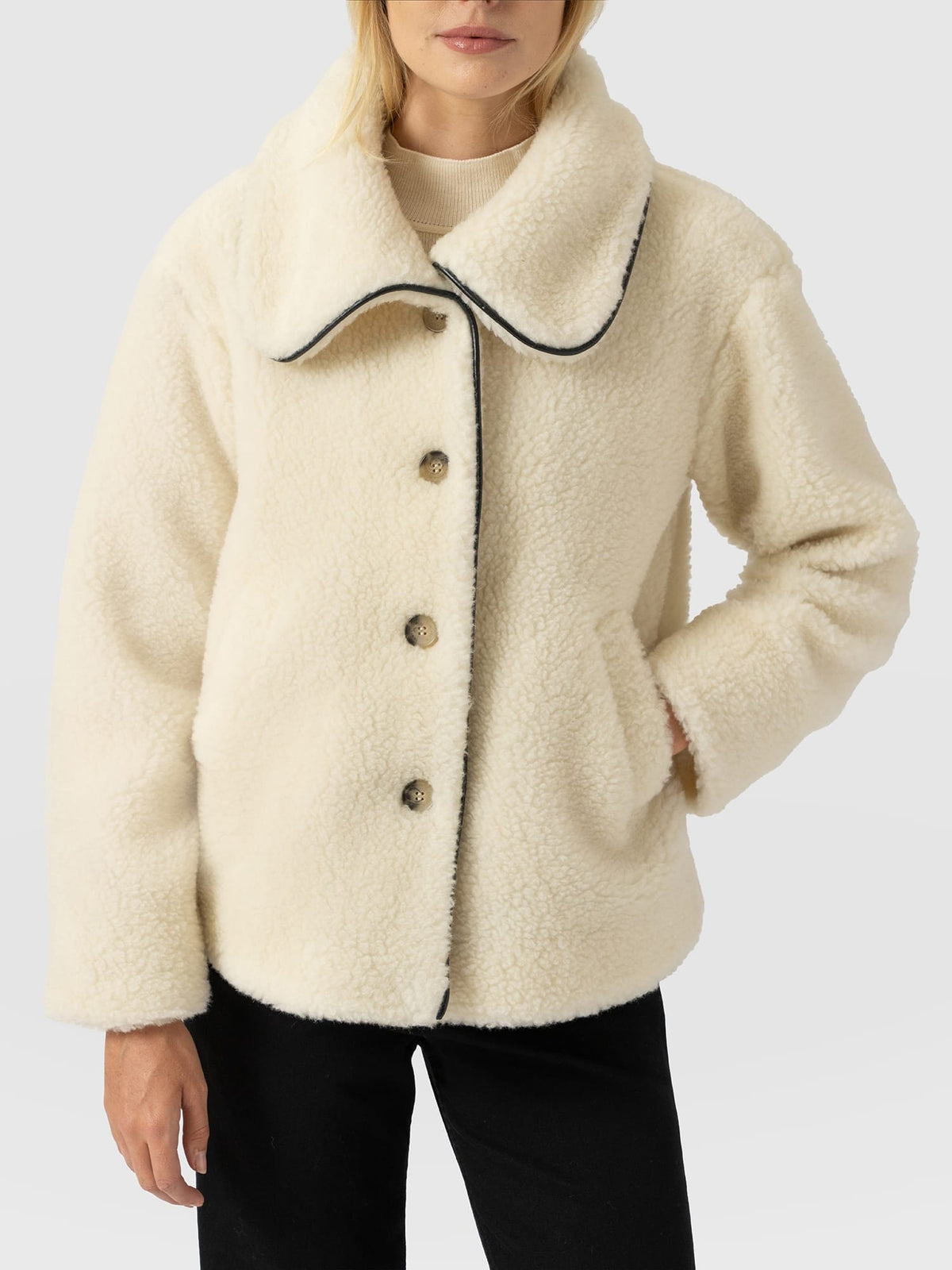 Rumer Short Teddy Coat - Cream