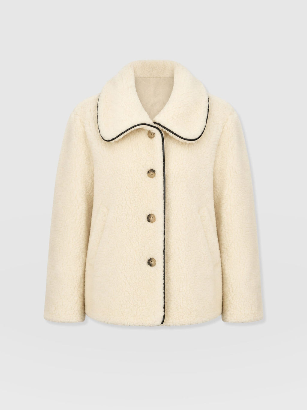 Rumer Short Teddy Coat - Cream