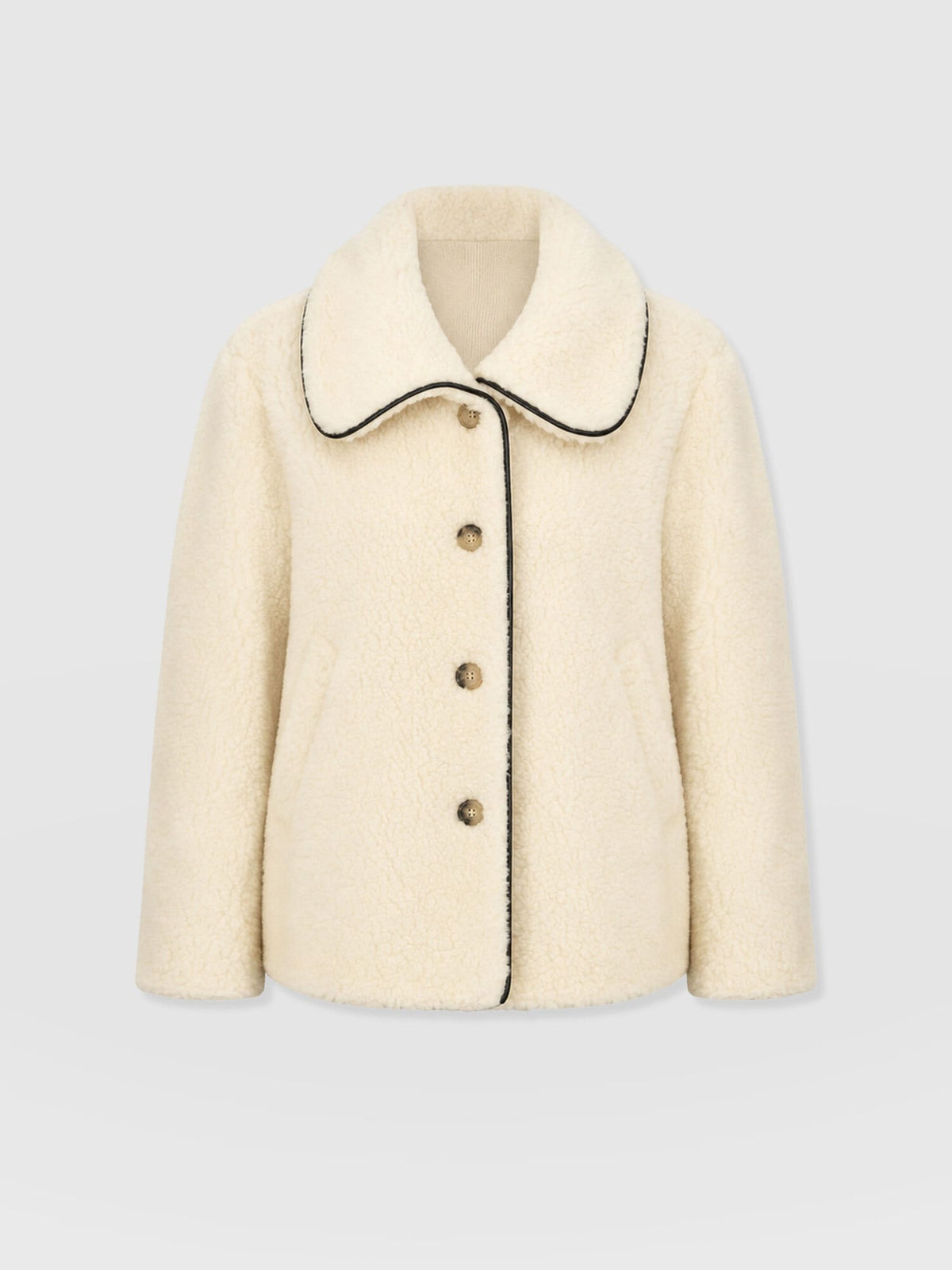 Rumer Short Teddy Coat - Cream