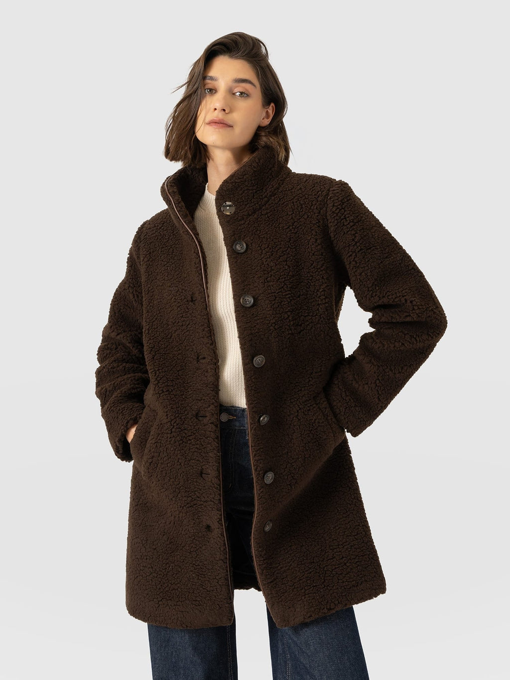 Rumer Teddy Coat - Chocolate