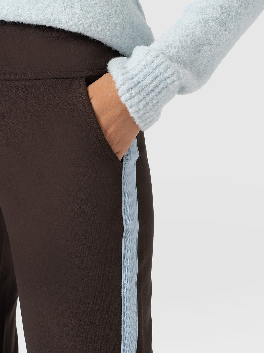 Runway Pant - Chocolate - Blue Stripe
