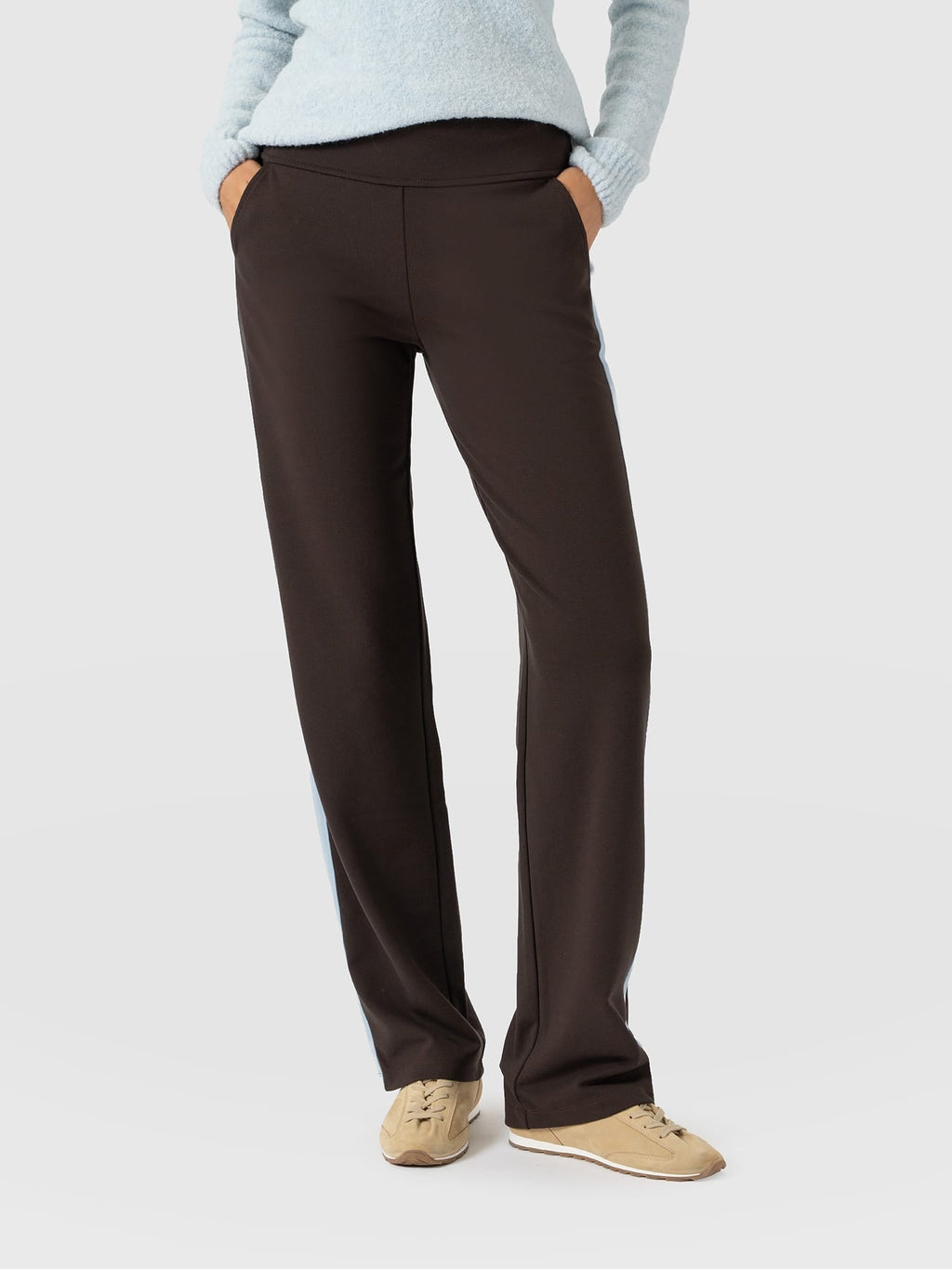 Runway Pant - Chocolate - Blue Stripe