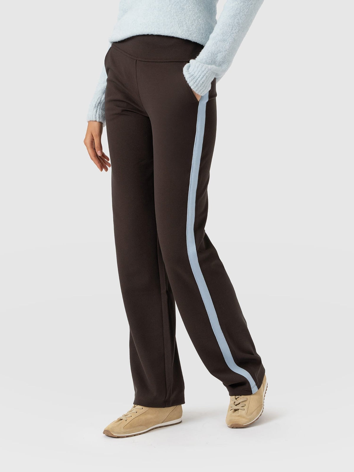 Runway Pant - Chocolate - Blue Stripe