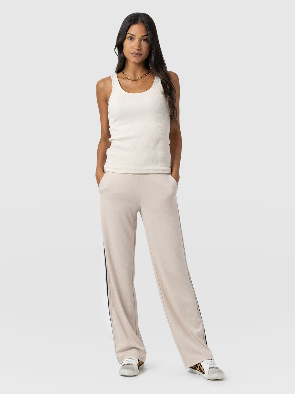 Runway Pant - Light Beige Stripe
