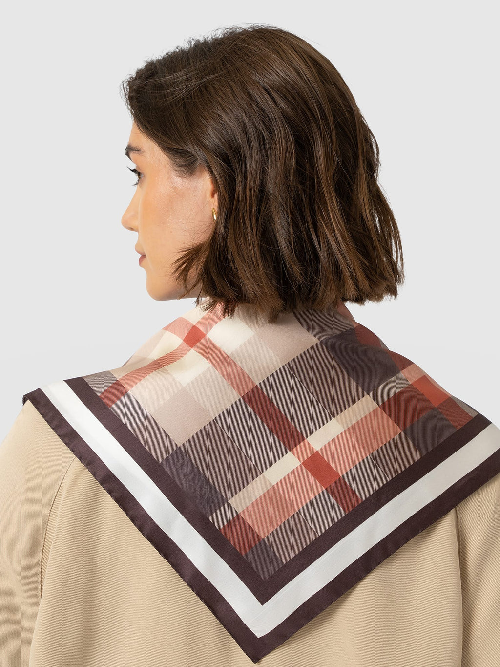 Ryder Silk Scarf - Brown Check
