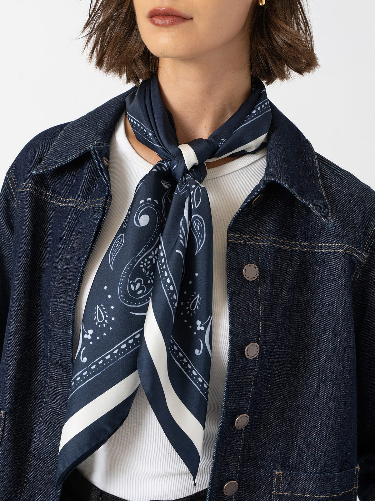 Ryder Silk Scarf - Navy Paisley