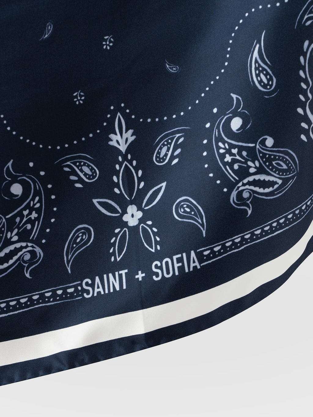 Ryder Silk Scarf - Navy Paisley