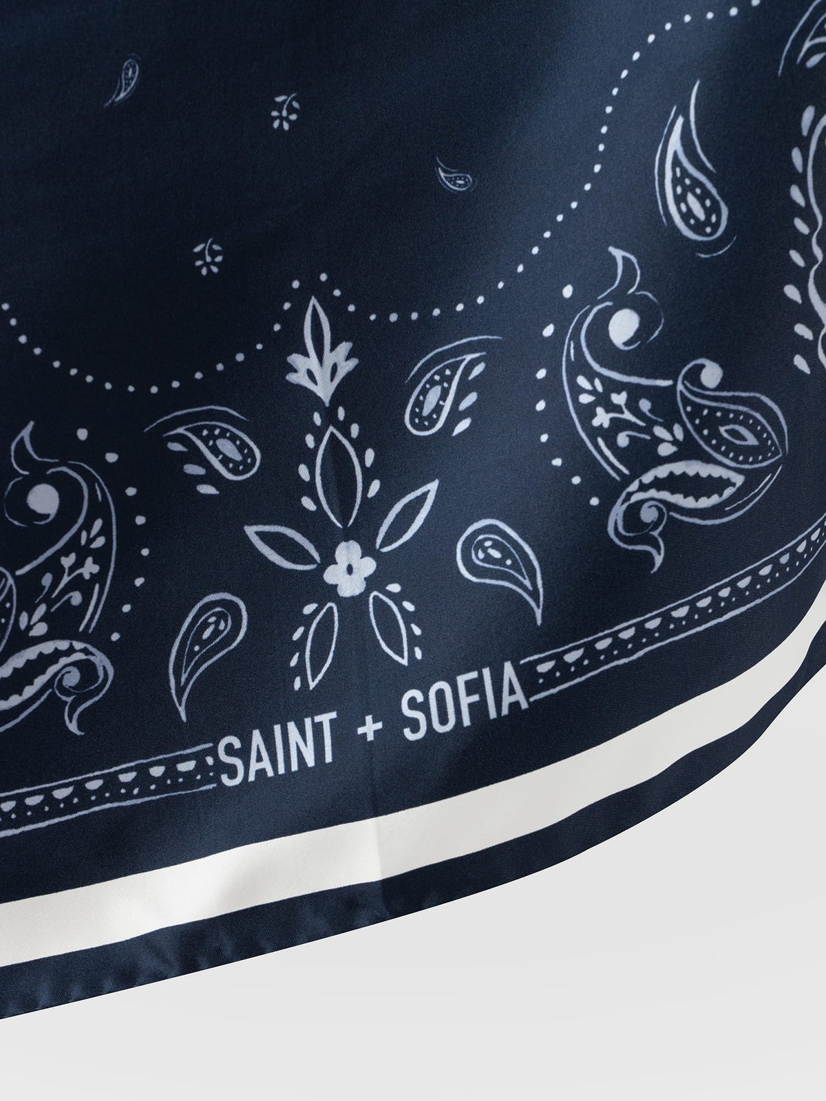 Ryder Silk Scarf - Navy Paisley