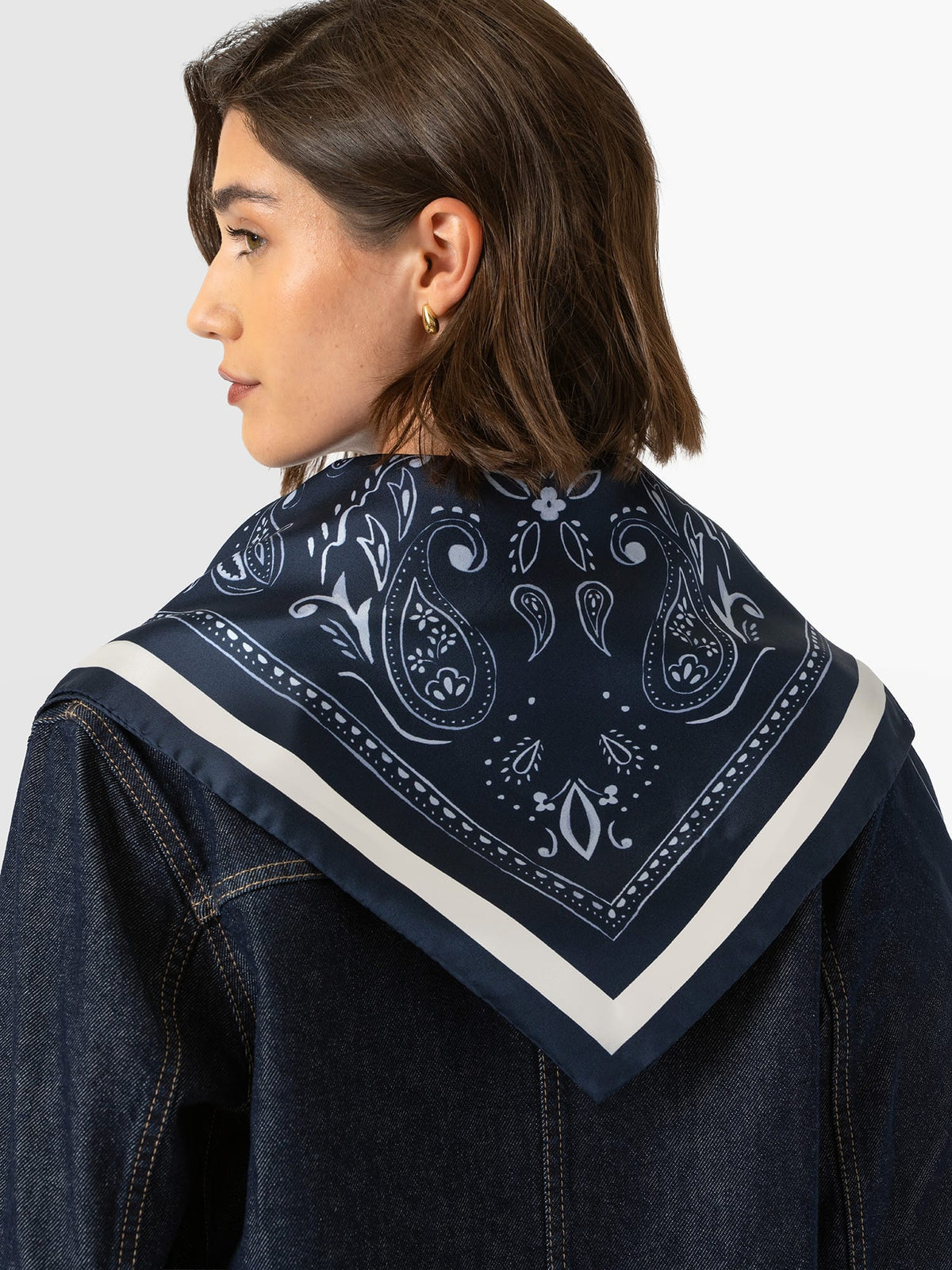 Ryder Silk Scarf - Navy Paisley