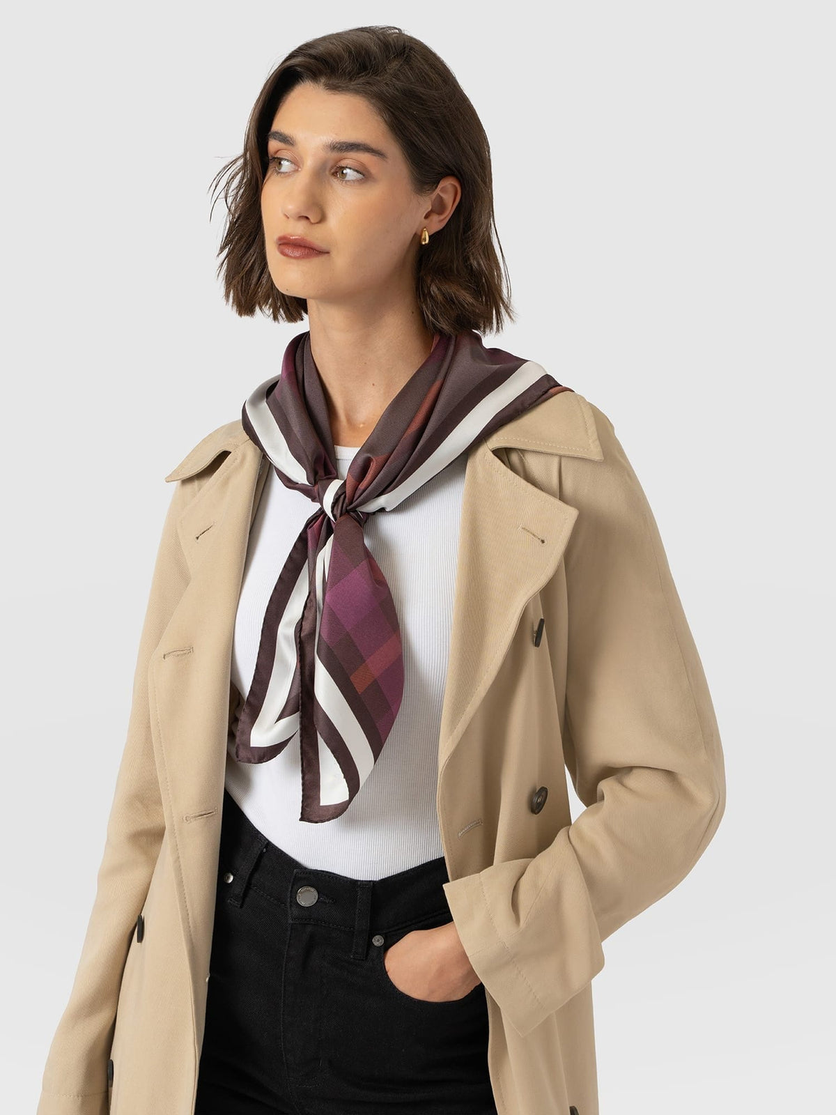 Ryder Silk Scarf - Pink Check