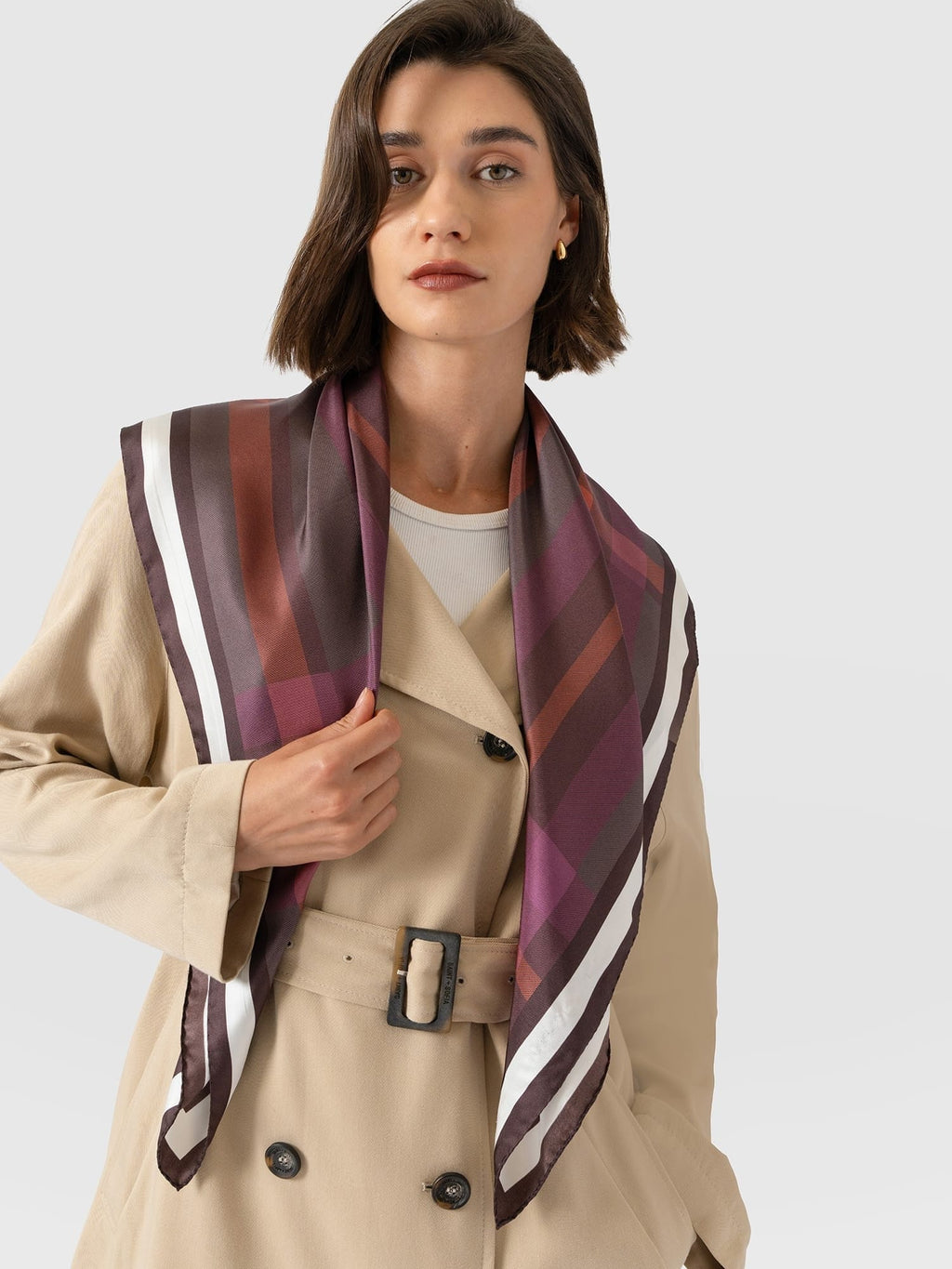 Ryder Silk Scarf - Pink Check