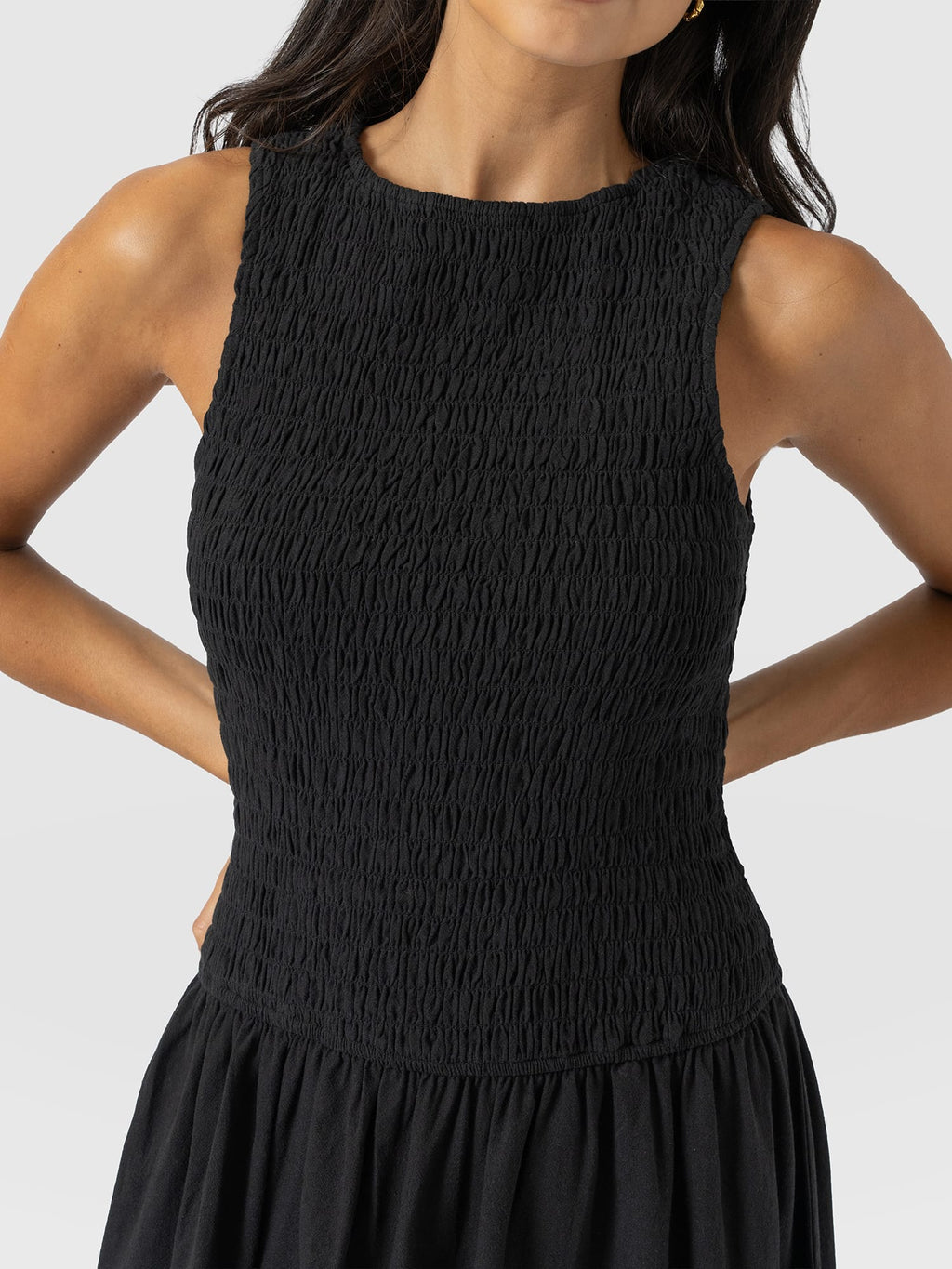 Sadie Shirring Dress - Black