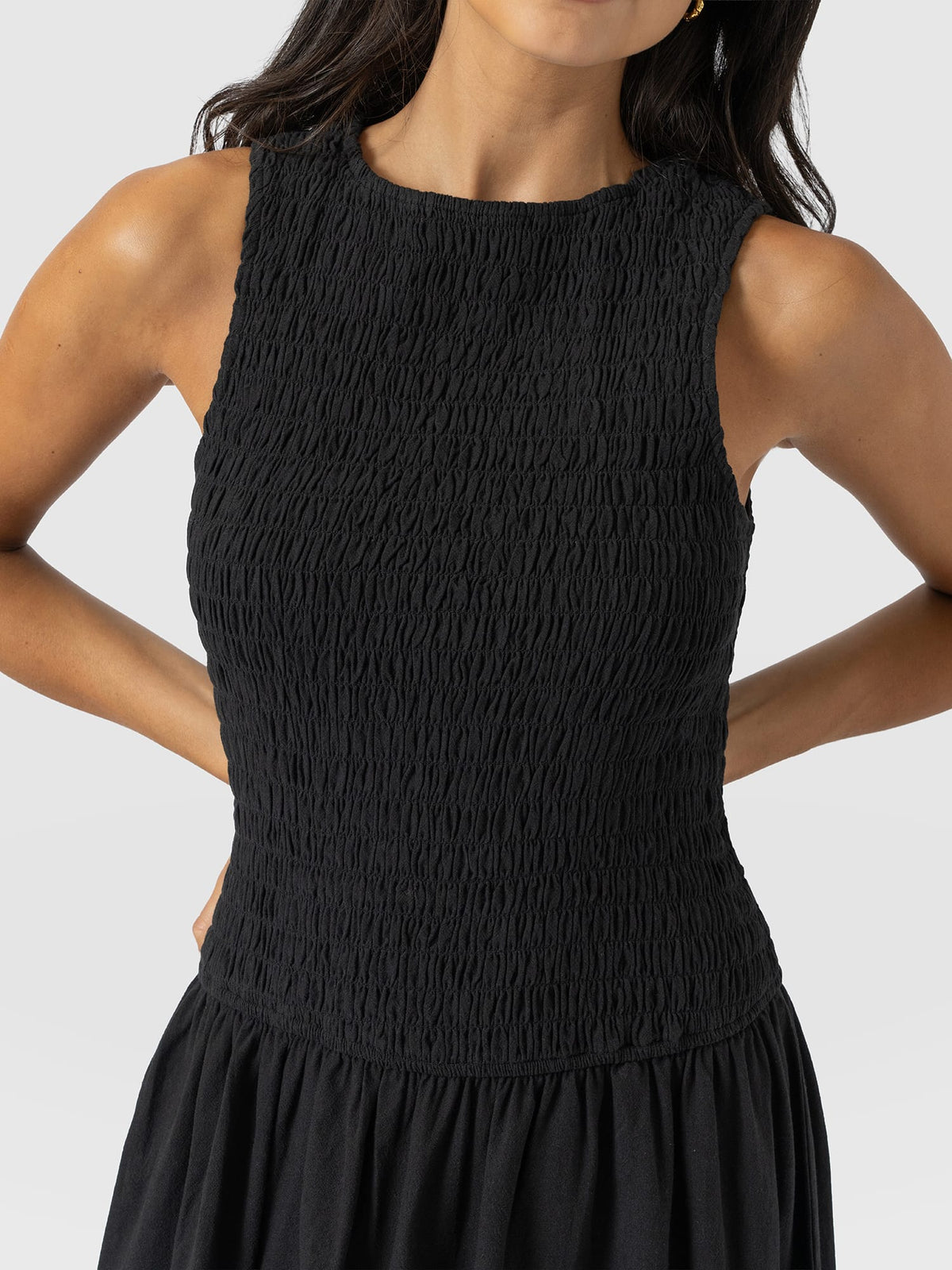 Sadie Shirring Dress - Black