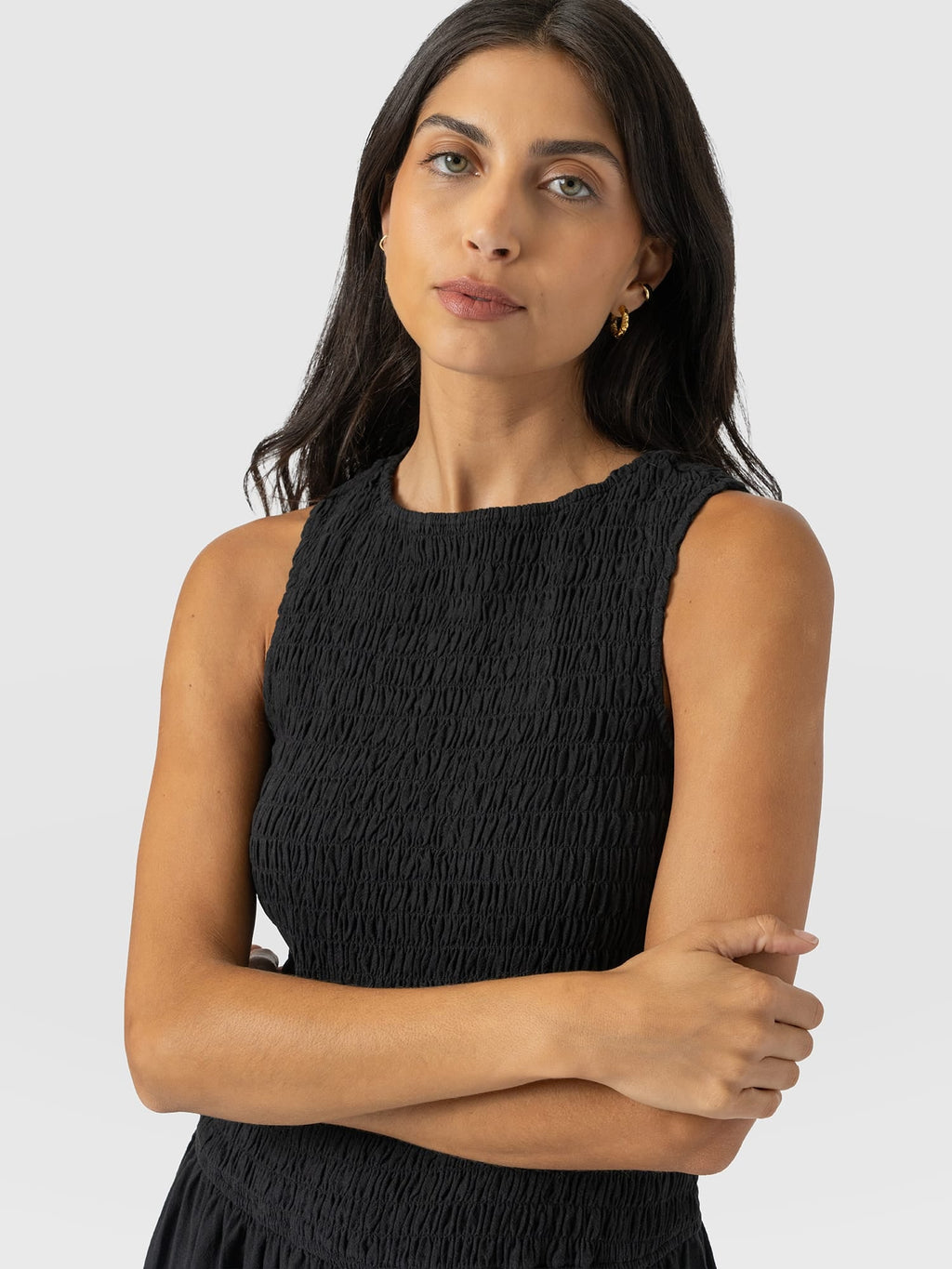 Sadie Shirring Dress - Black