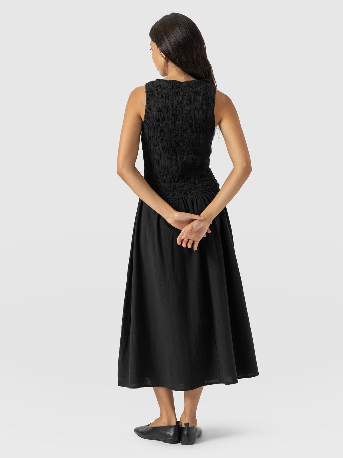 Sadie Shirring Dress - Black