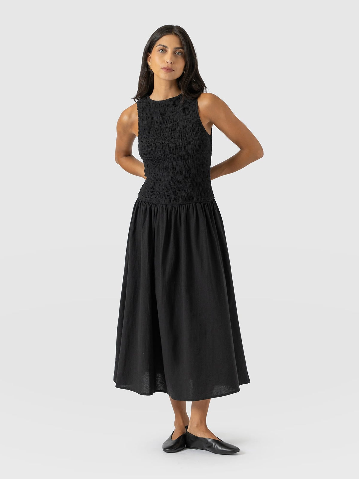 Sadie Shirring Dress - Black