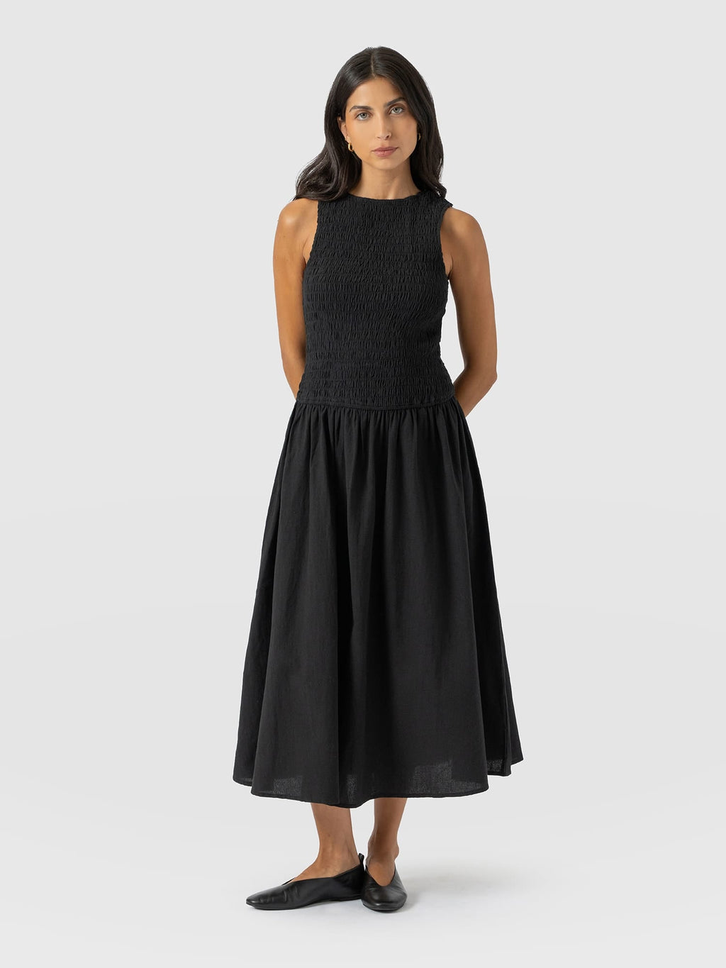 Sadie Shirring Dress - Black