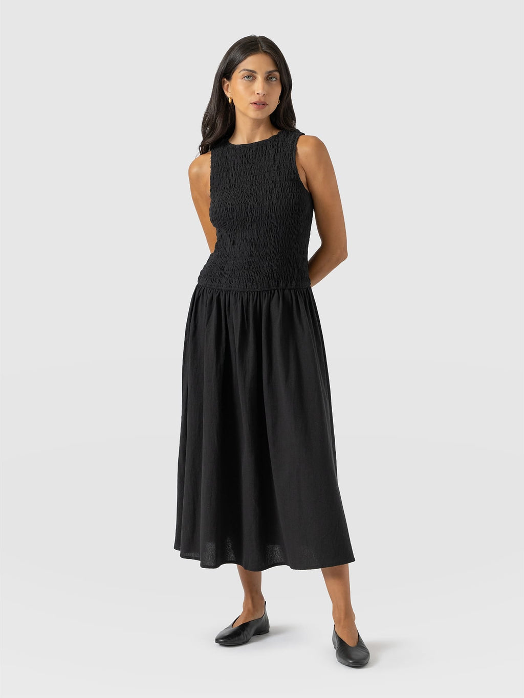 Sadie Shirring Dress - Black