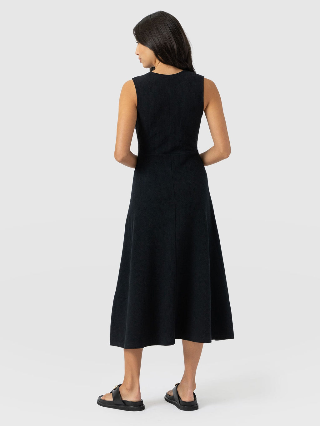 Sleeveless Maggie Wrap Dress - Black Textured
