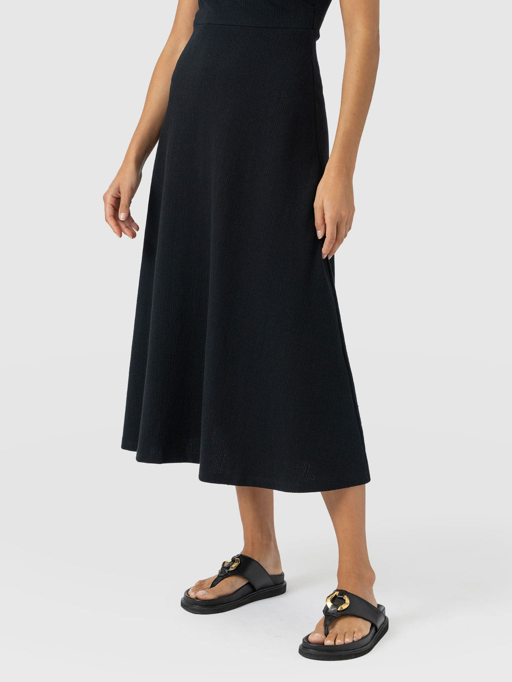 Sleeveless Maggie Wrap Dress - Black Textured
