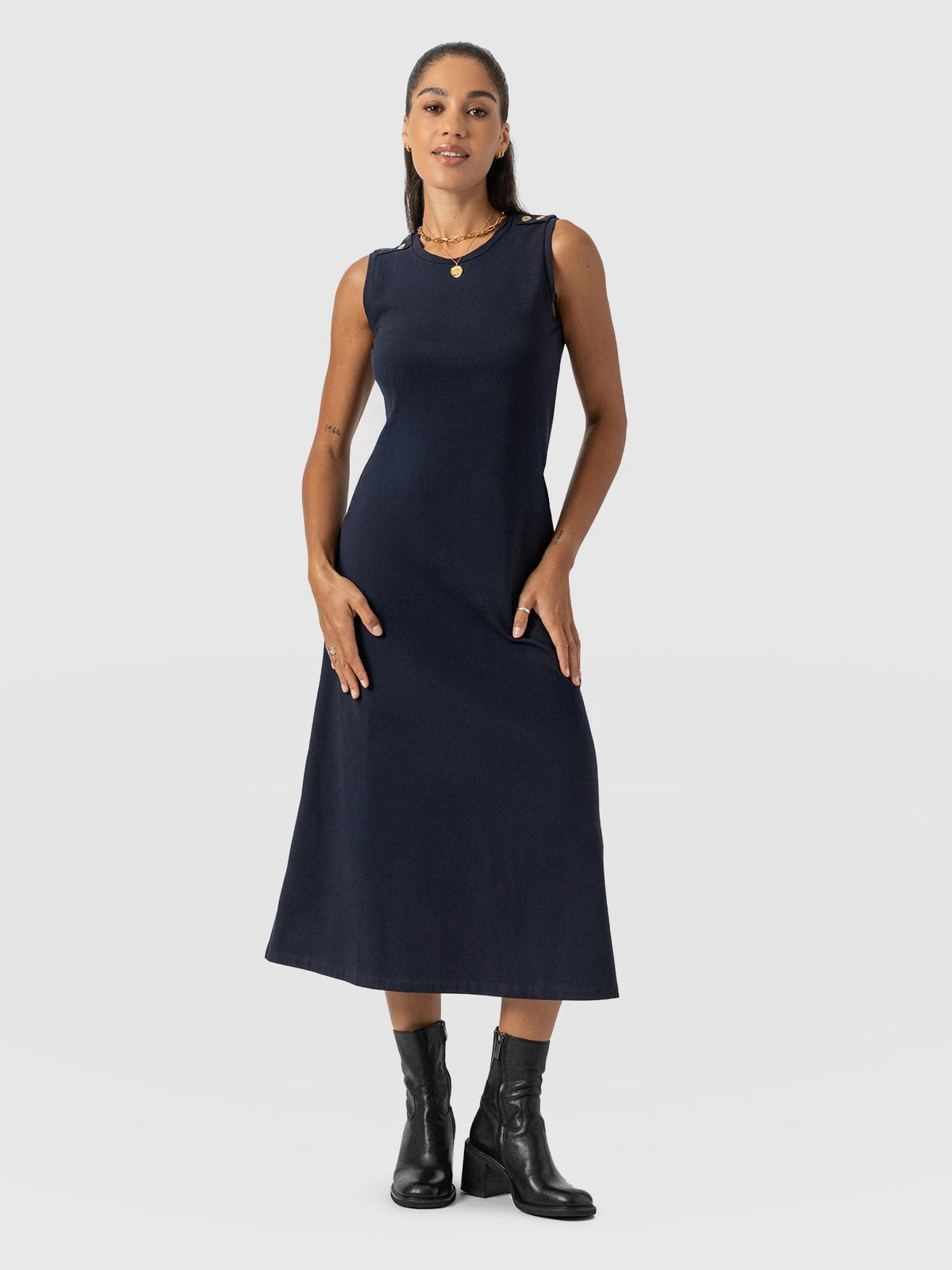 Sleeveless Runway Maxi Dress - Navy