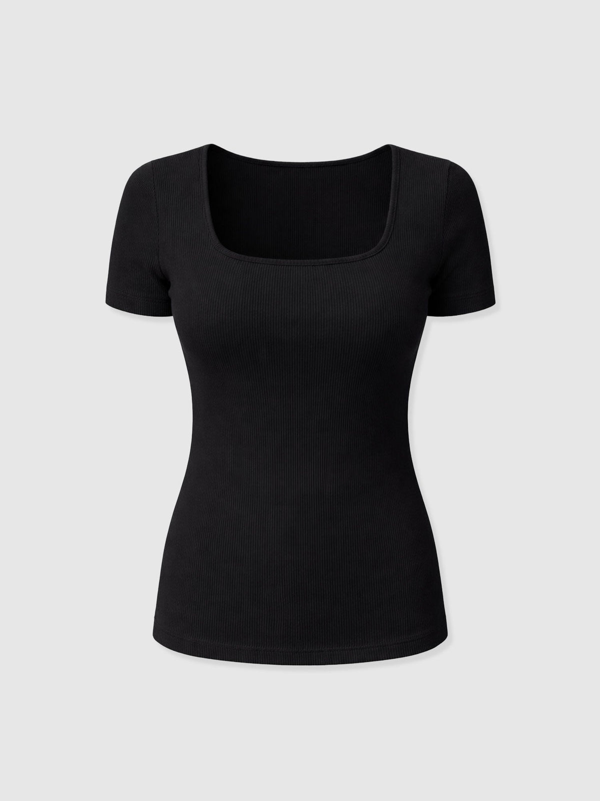 Sloane Ribbed Short Sleeve Tee - Black
