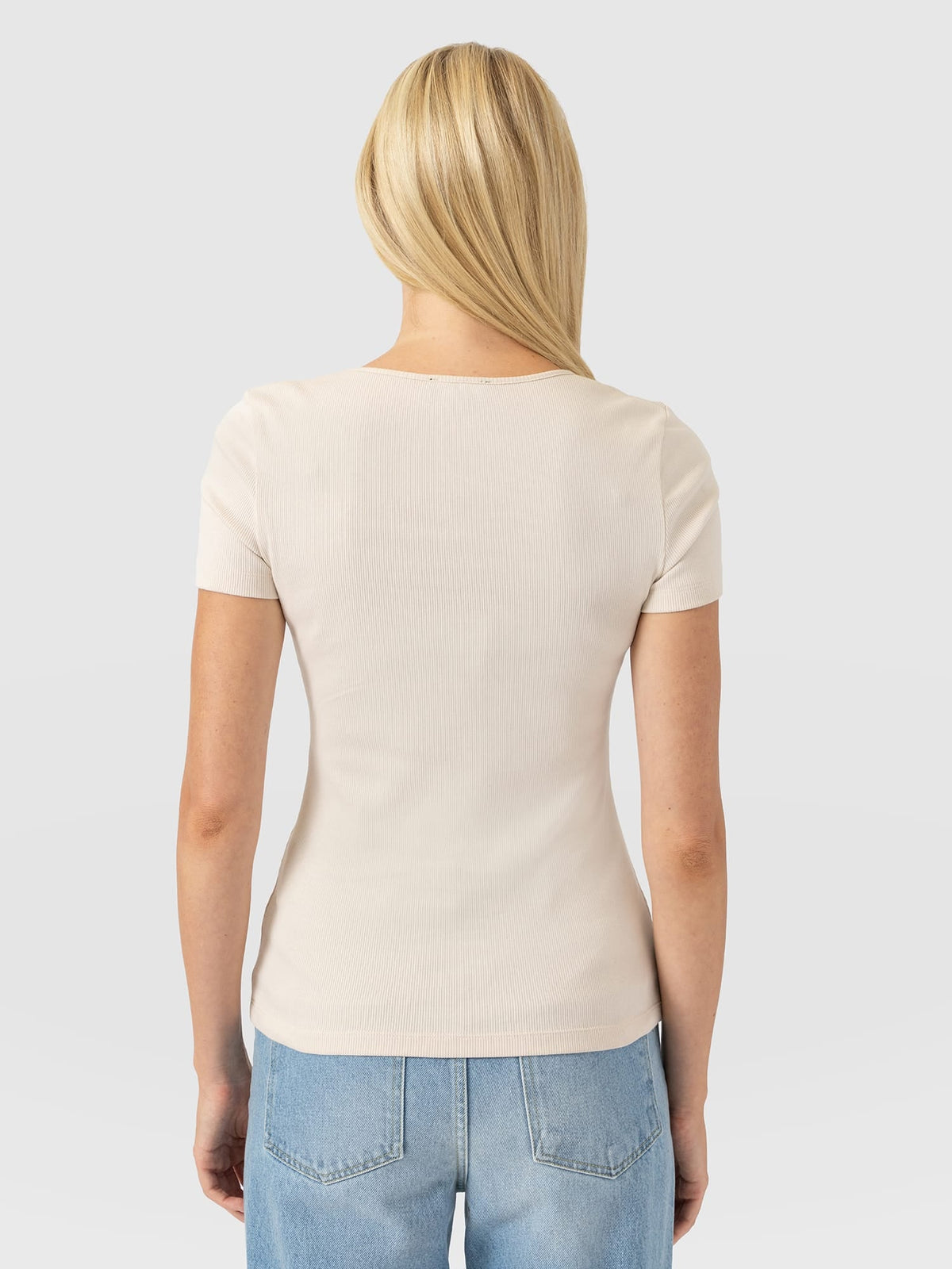 Sloane Ribbed Short Sleeve Tee - Cream
