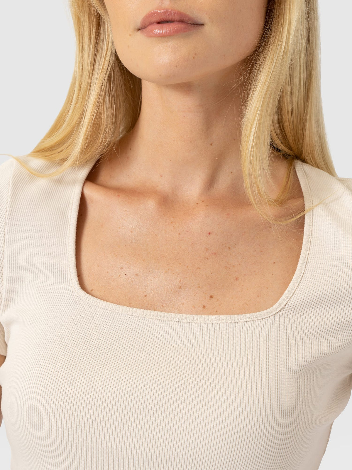 Sloane Ribbed Short Sleeve Tee - Cream