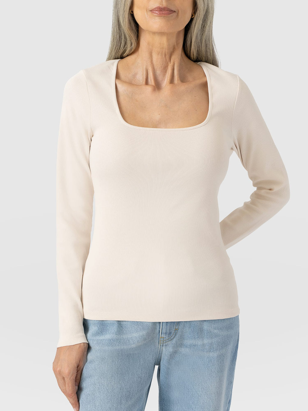 Sloane Ribbed Top - Cream