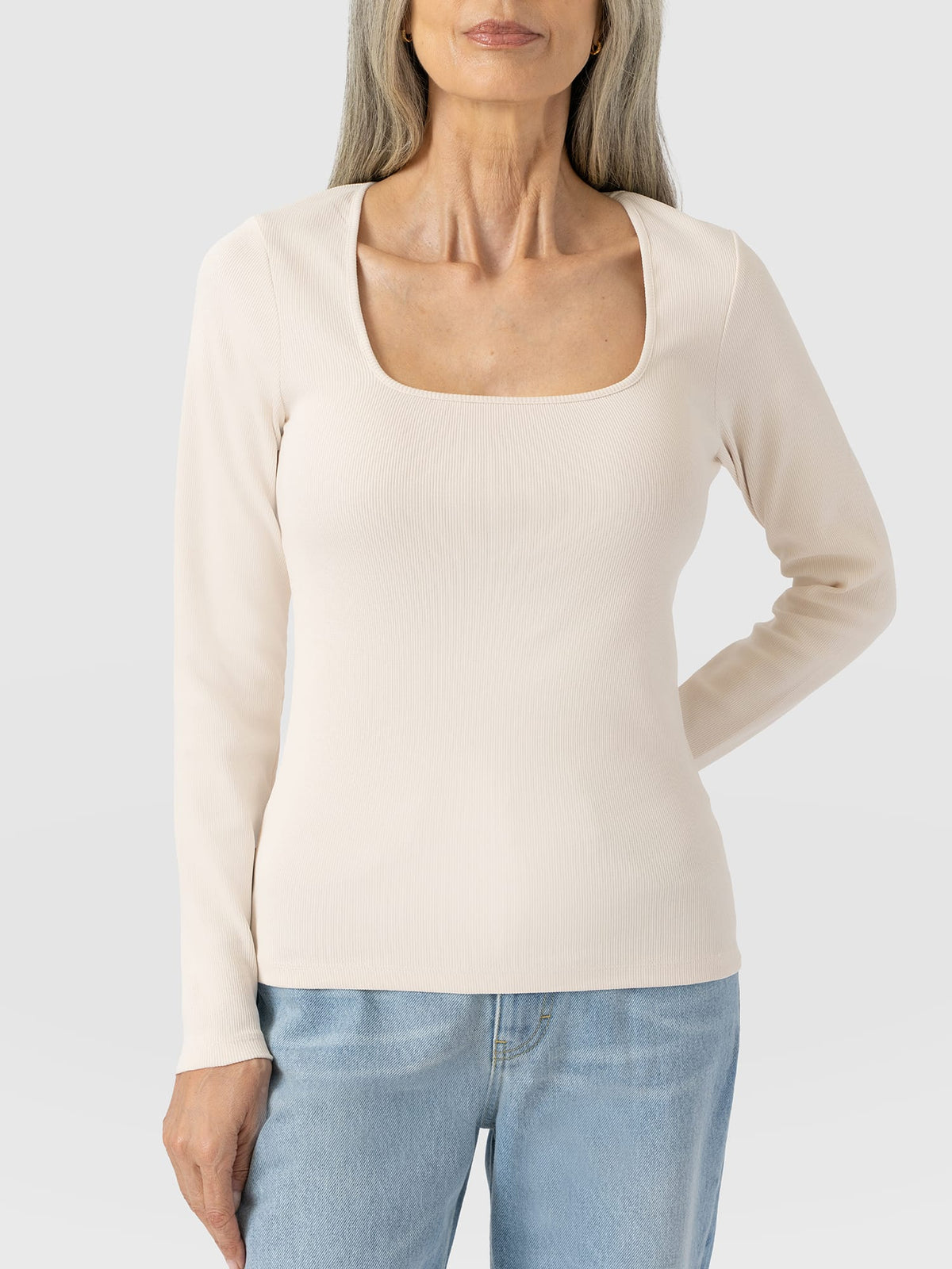 Sloane Ribbed Top - Cream