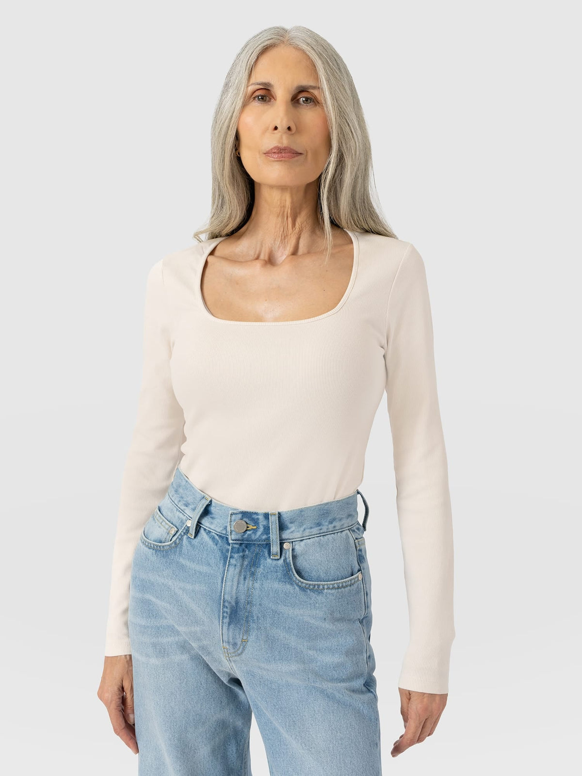 Sloane Ribbed Top - Cream