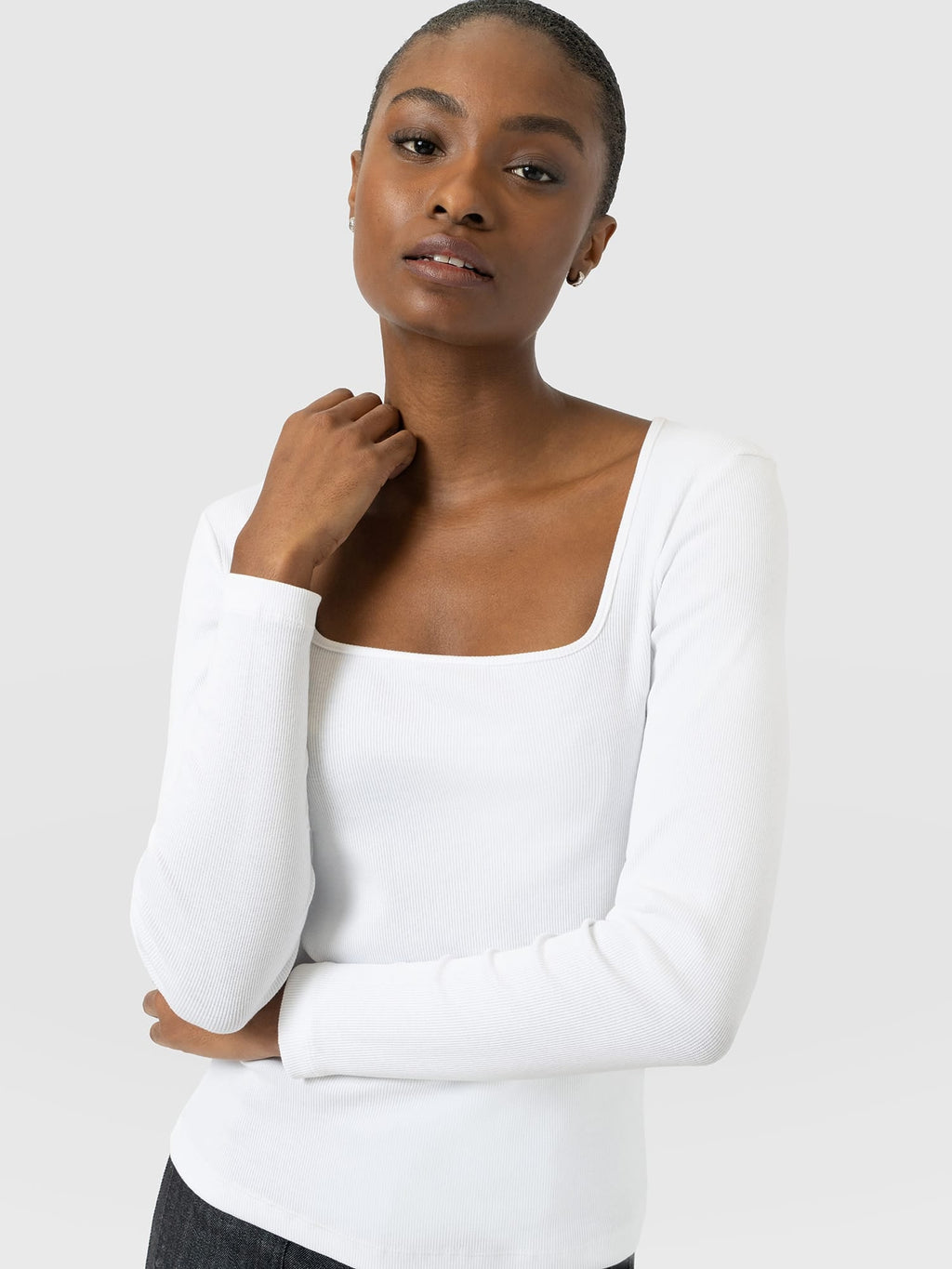 Sloane Ribbed Top - White