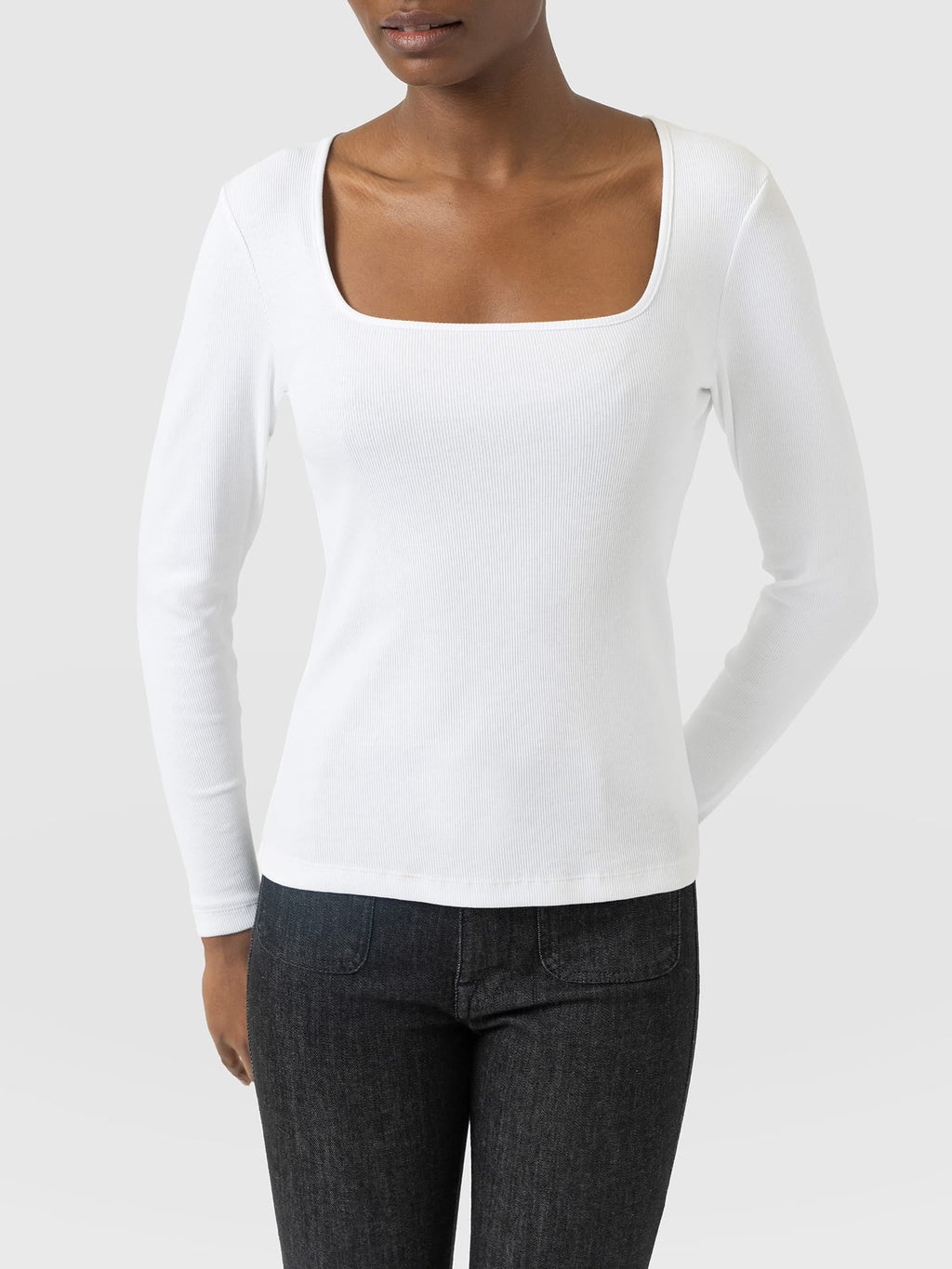 Sloane Ribbed Top - White