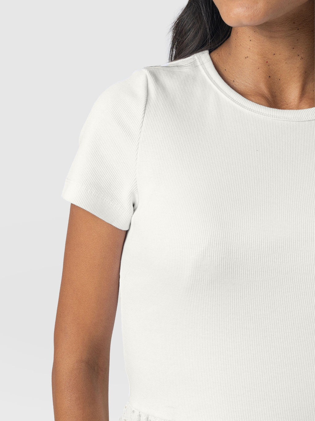Sophia Contrast Dress - White Broderie