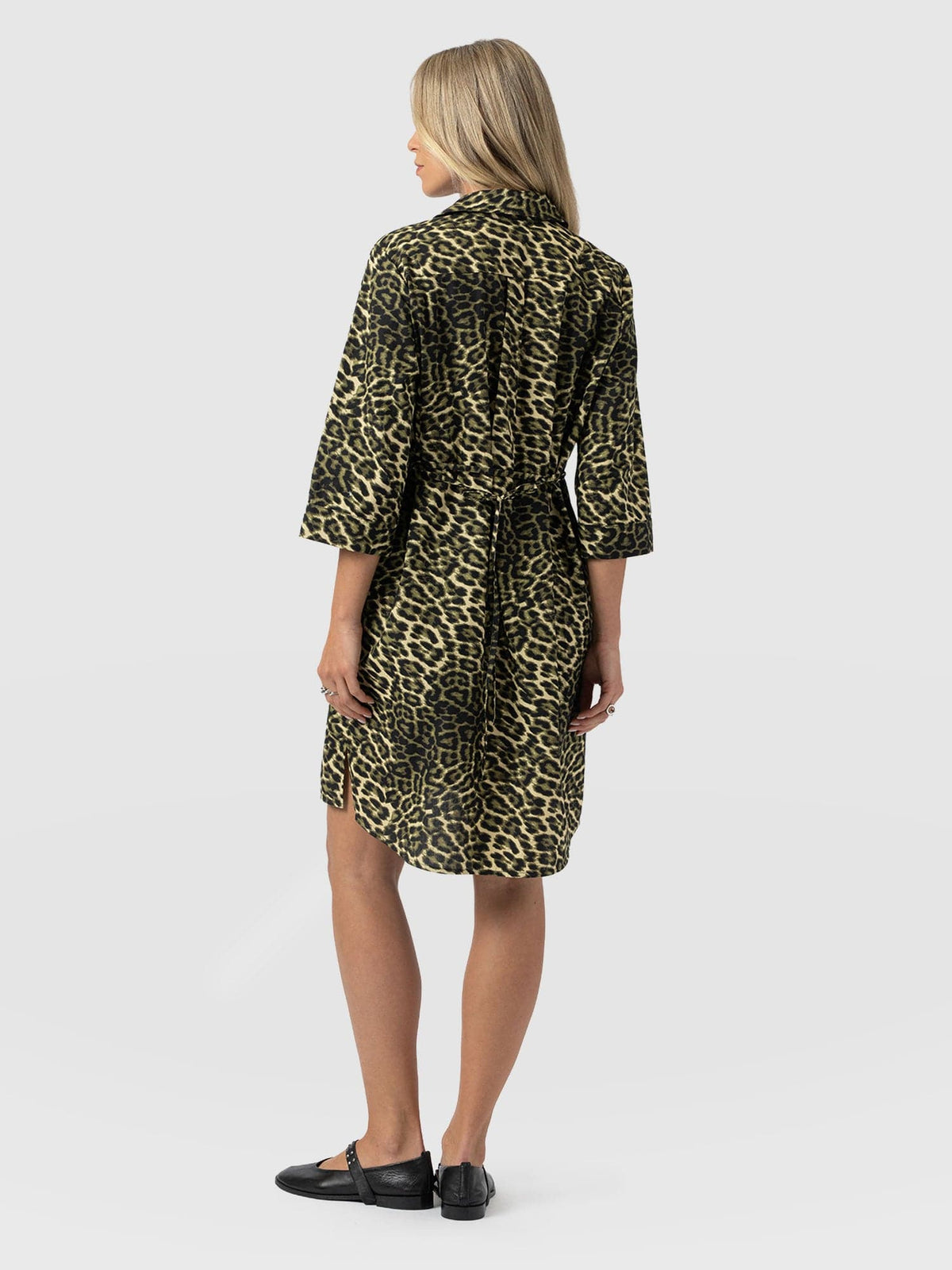 Stevie Shirt Dress - Green Leopard