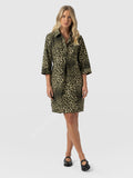 Stevie Shirt Dress - Green Leopard