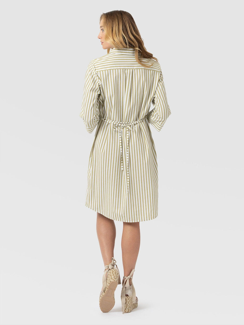 Stevie Shirt Dress - Green Stripe