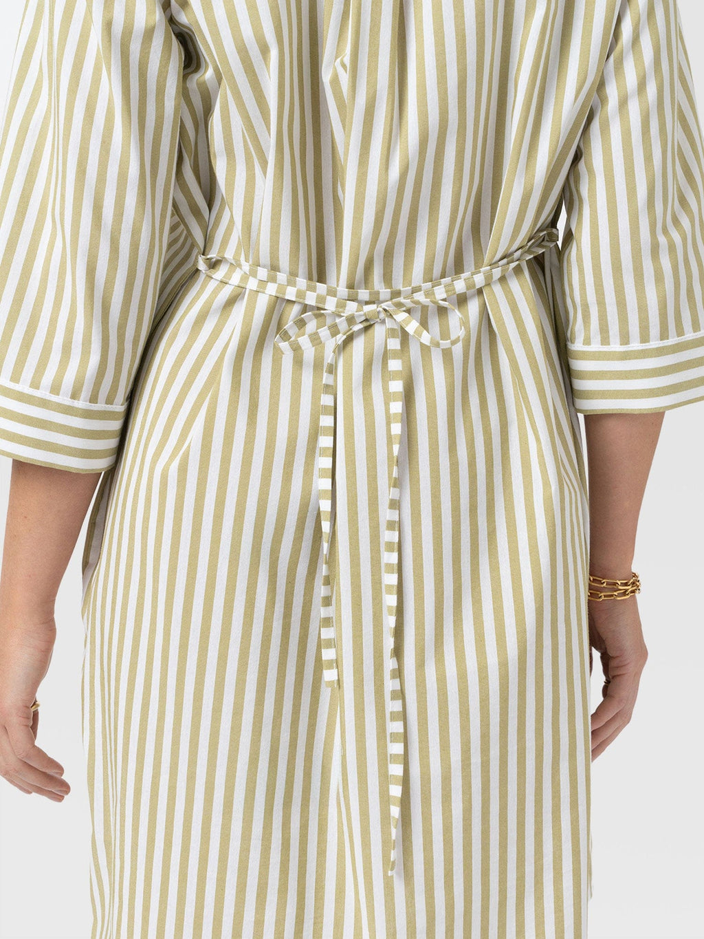 Stevie Shirt Dress - Green Stripe