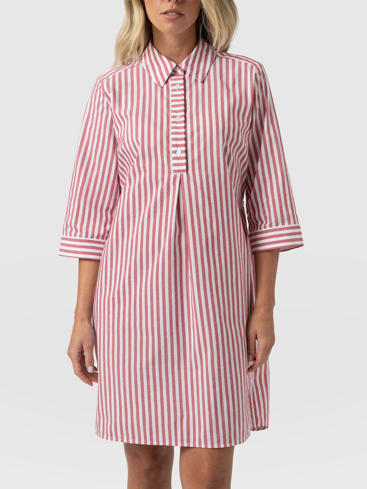 Stevie Shirt Dress - Red Stripe