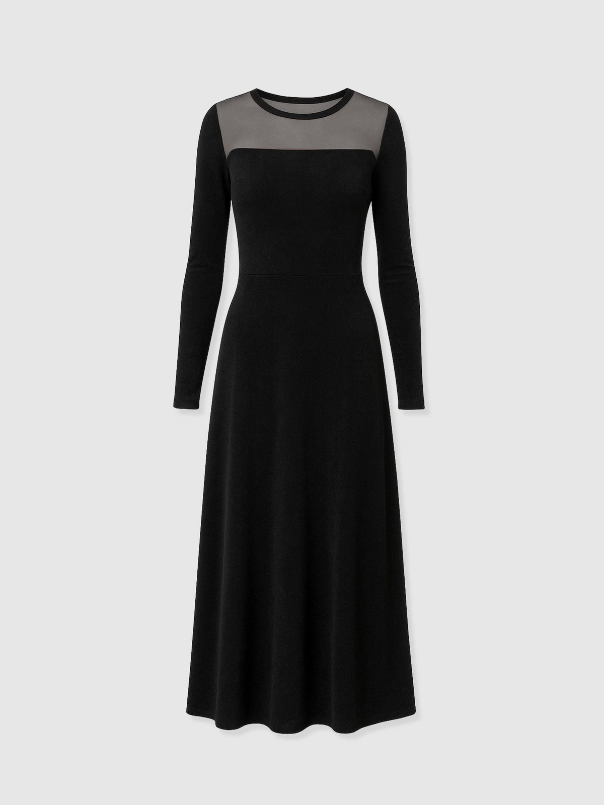 Storm Mesh Long Sleeve Dress - Black Velvet