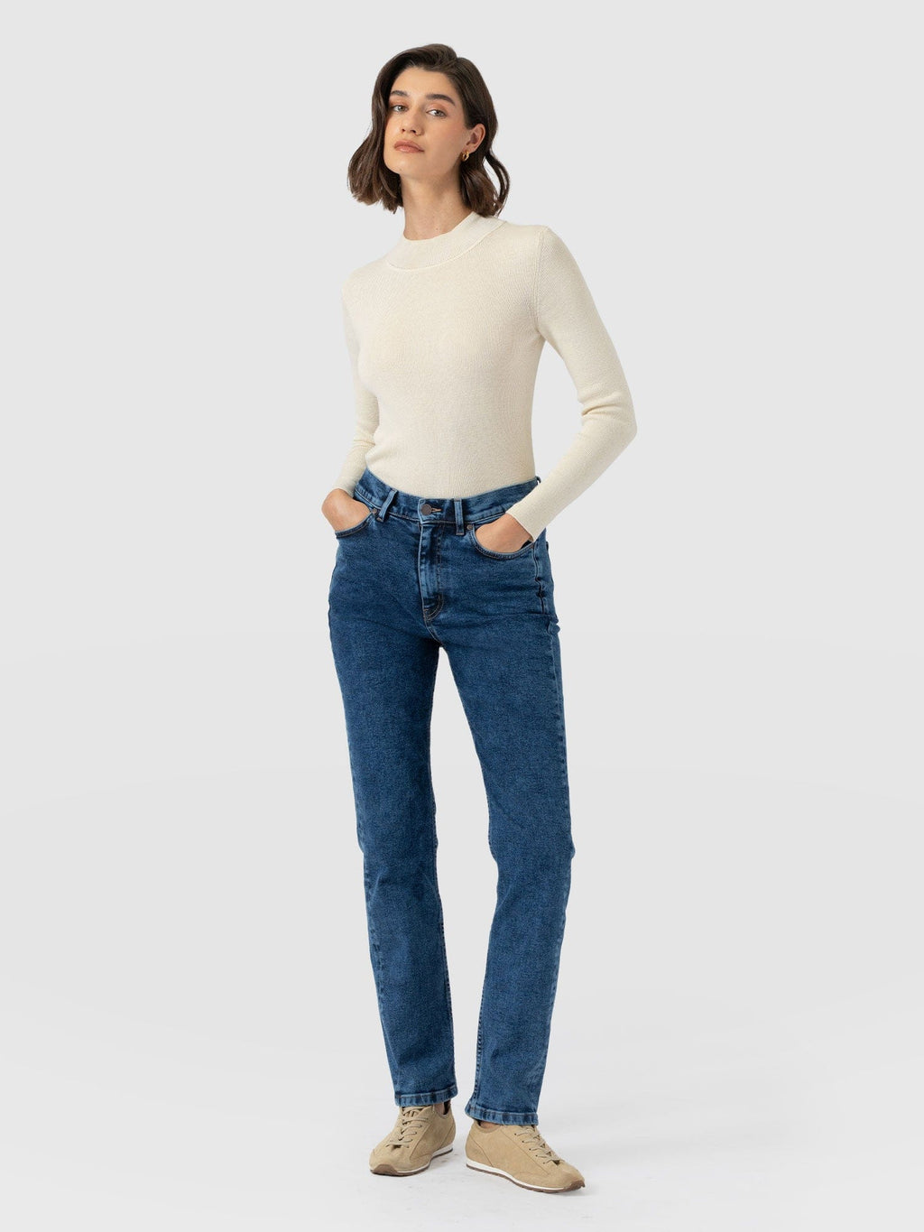 Straight Leg Jean - Mid Blue