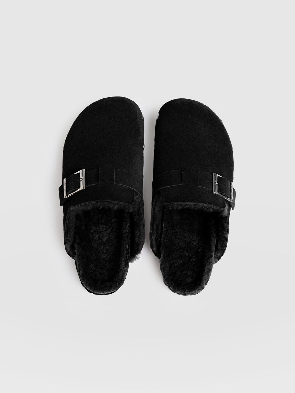 Studded Clogs - Black Shearling