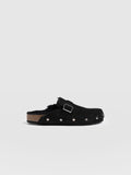 Studded Clogs - Black Shearling