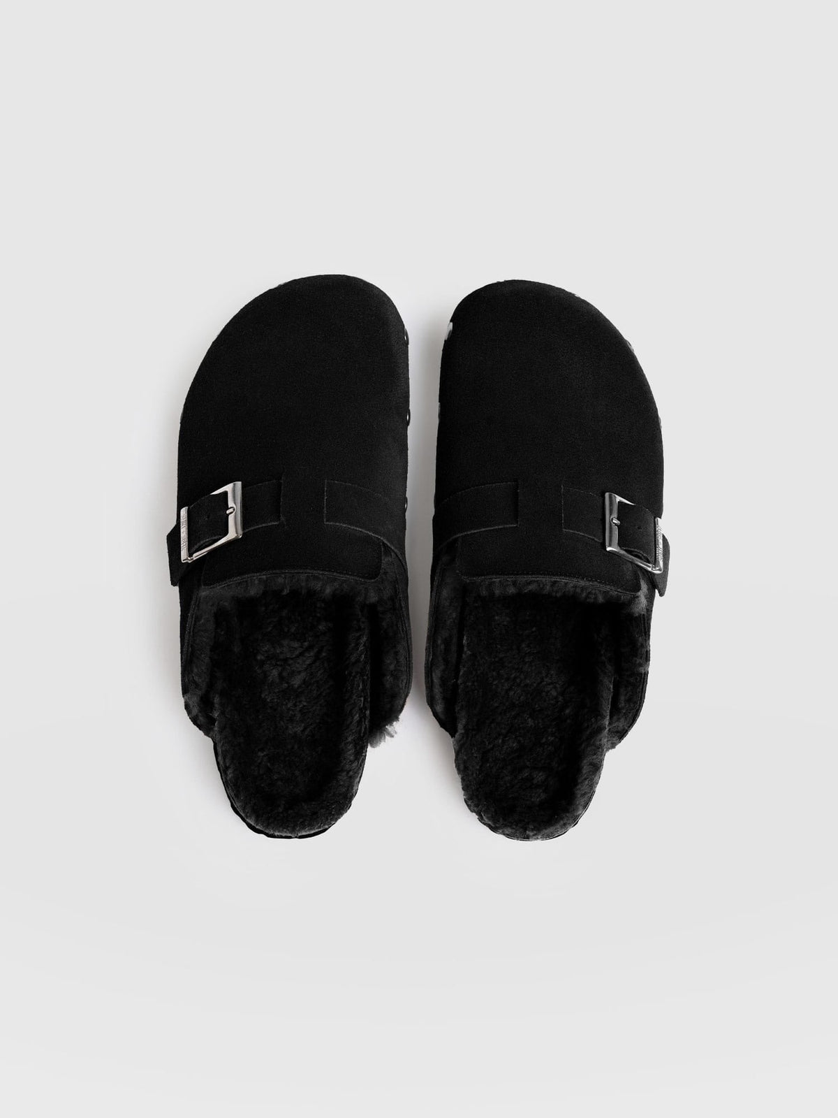 Studded Clogs - Black Shearling