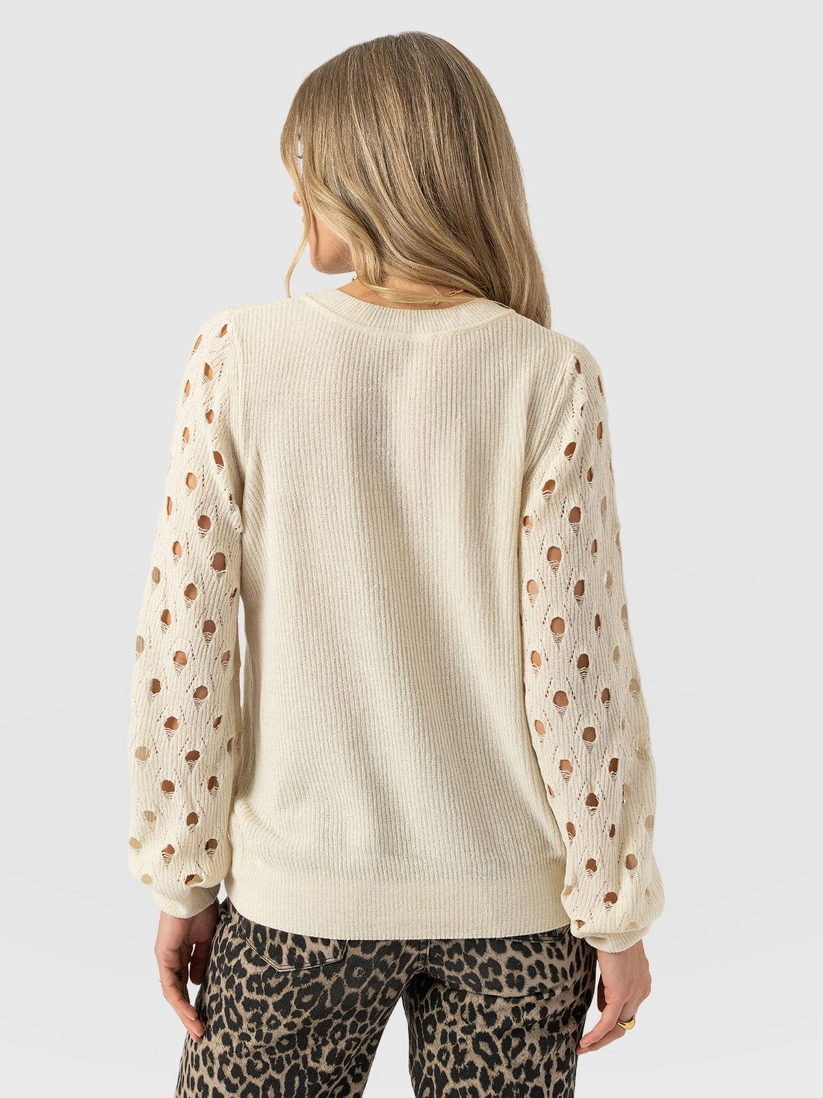 Suki Lace Hole Knit - Cream