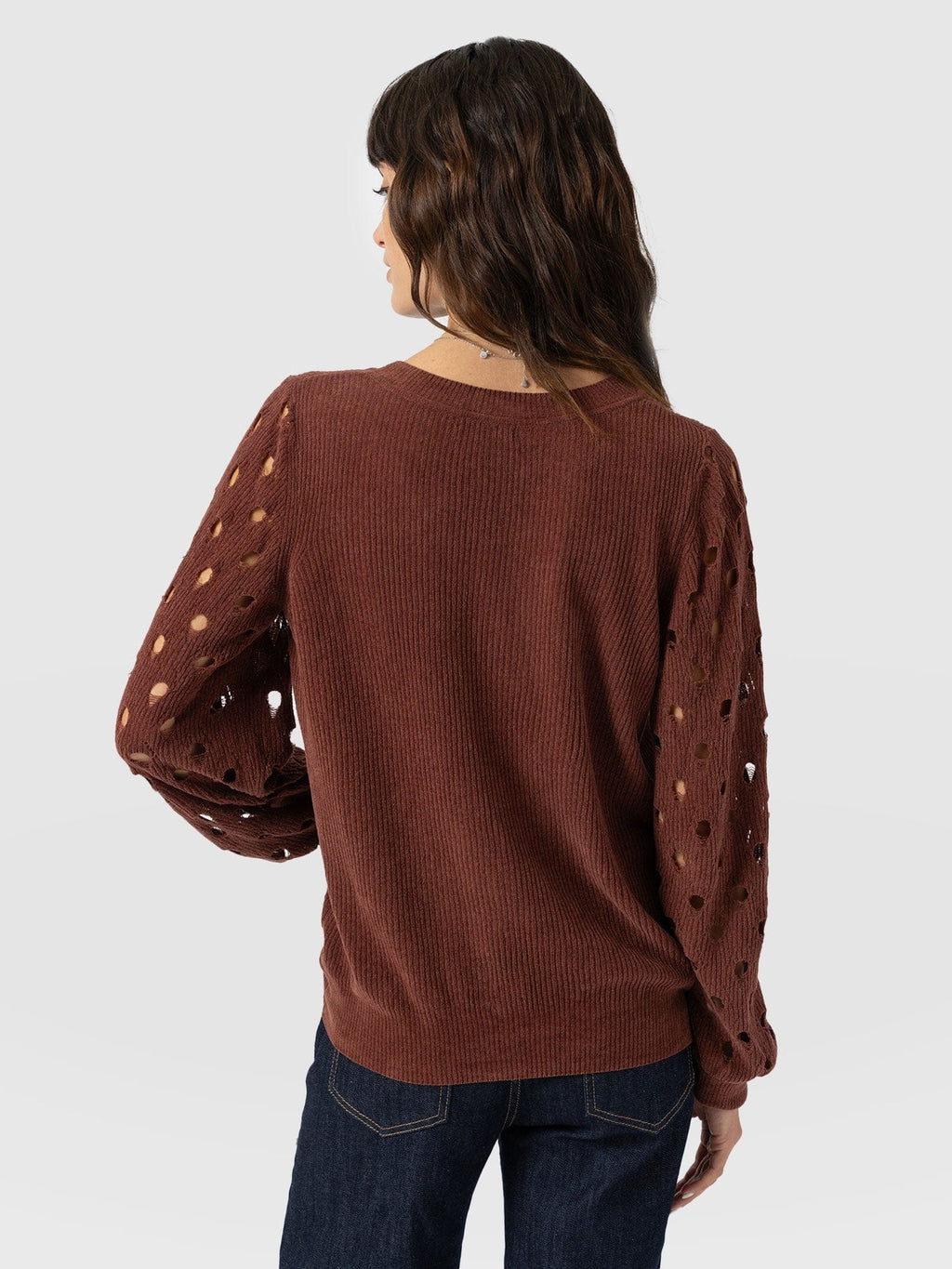 Suki Lace Hole Knit - Mauve
