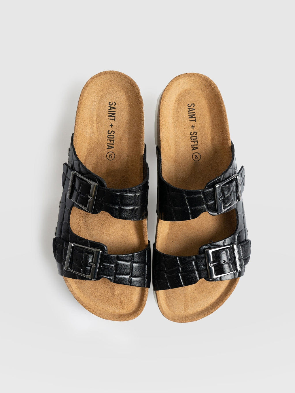 Sutton Slide - Black Croc Studded