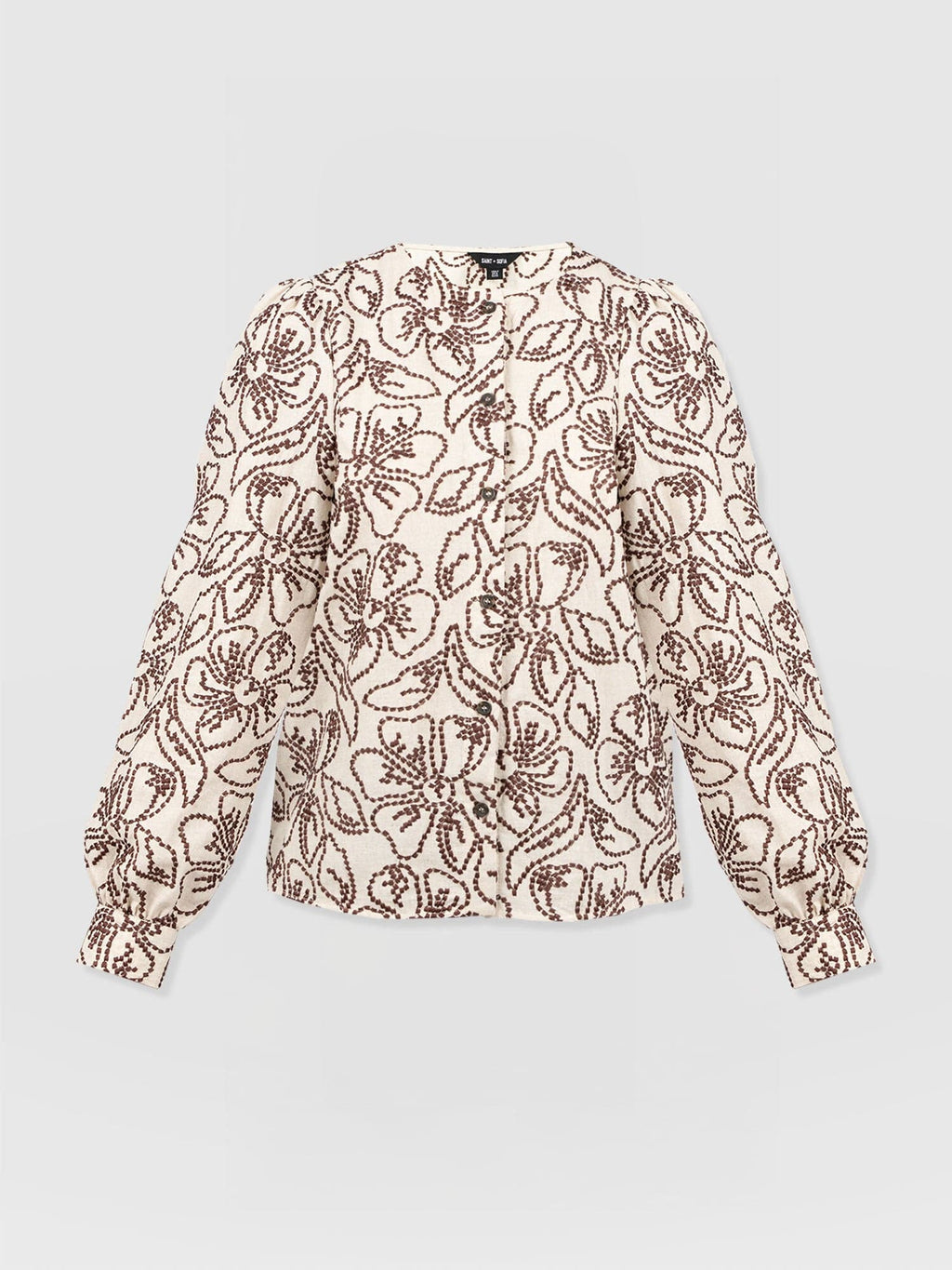 Tabitha Blouse - Cream/Brown